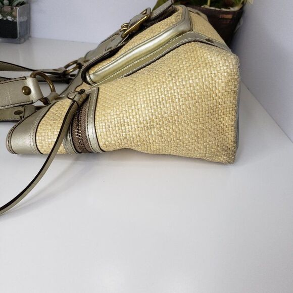 Coach MO5K-113 Legacy Leather & Straw Tote Handbag - Picture 6 of 16